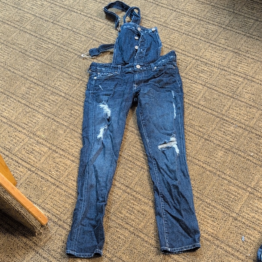 7 For All Mankind Dark Blue Denim Overalls